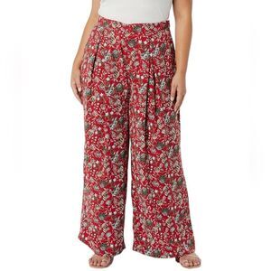 Making the Cut Women's Standard Wide Leg Side Zip Pants Floral Print NWT
